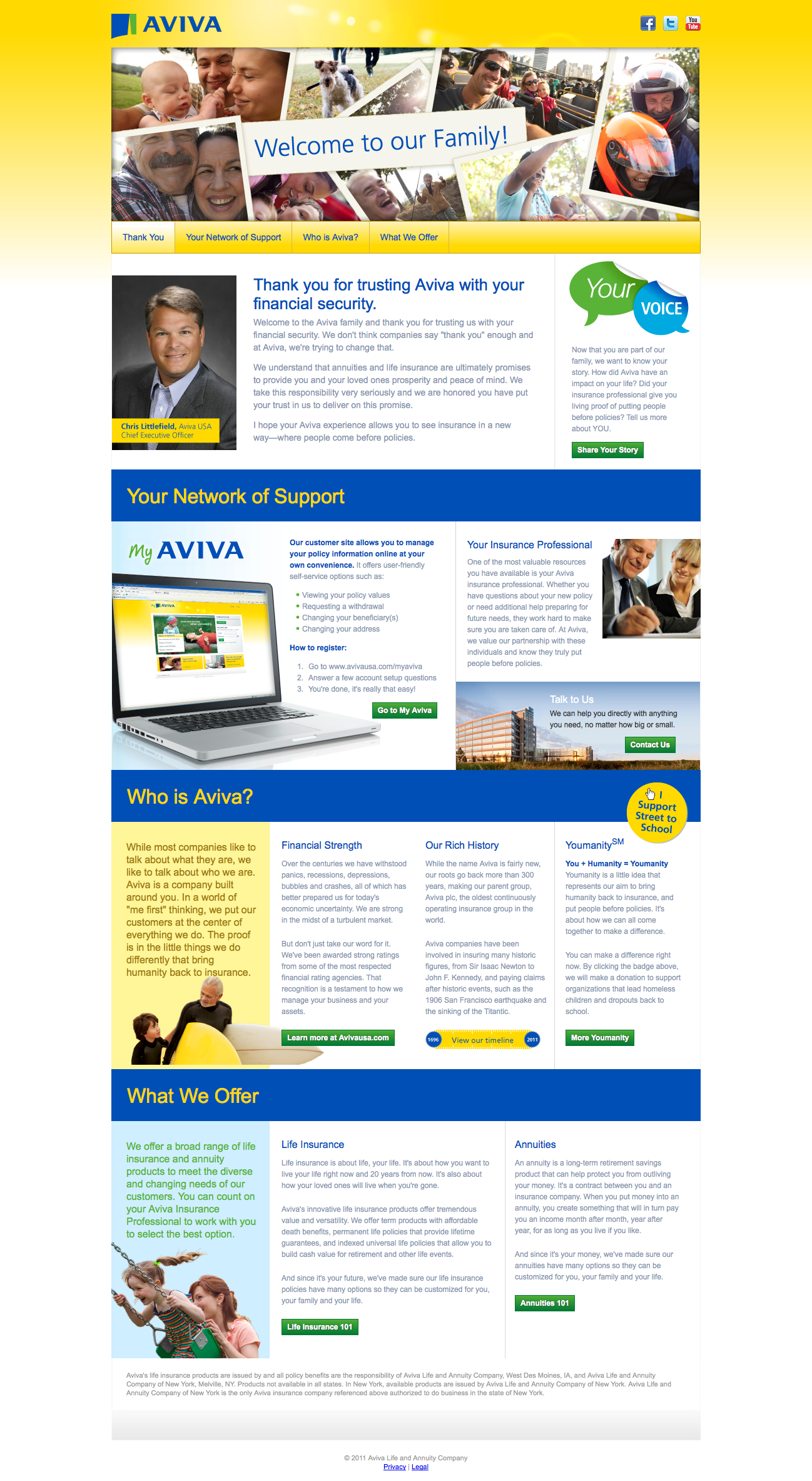 Customer Welcome Page