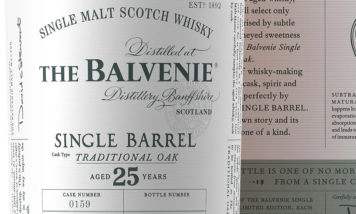 The Balvenie 25 label detail