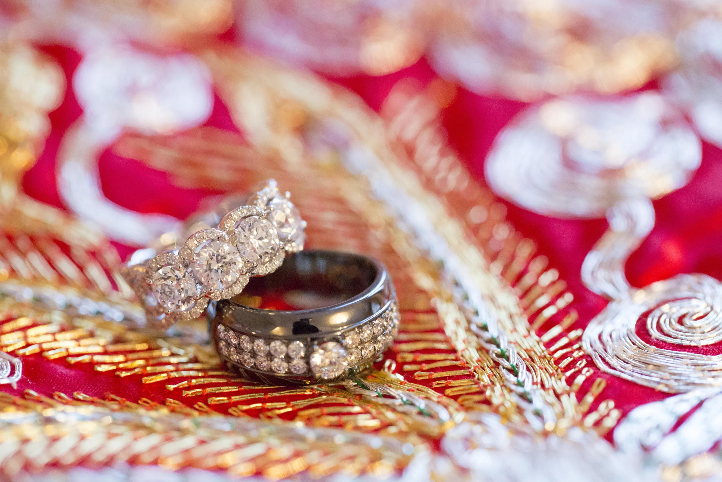 Custom His and Hers Diamond Wedding bands in White and Black Gold