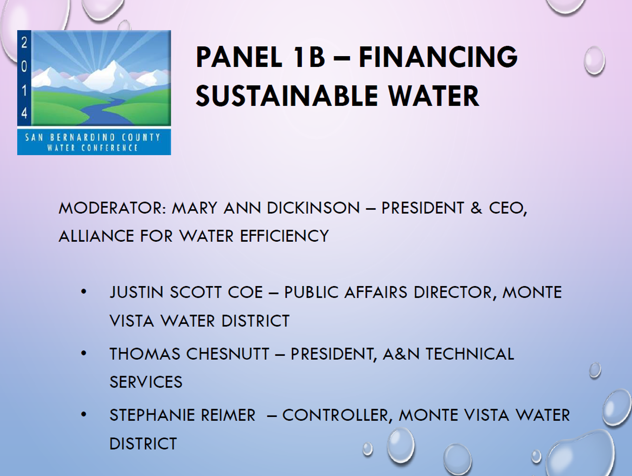 Panel Presentation Financing Sustainable Water
