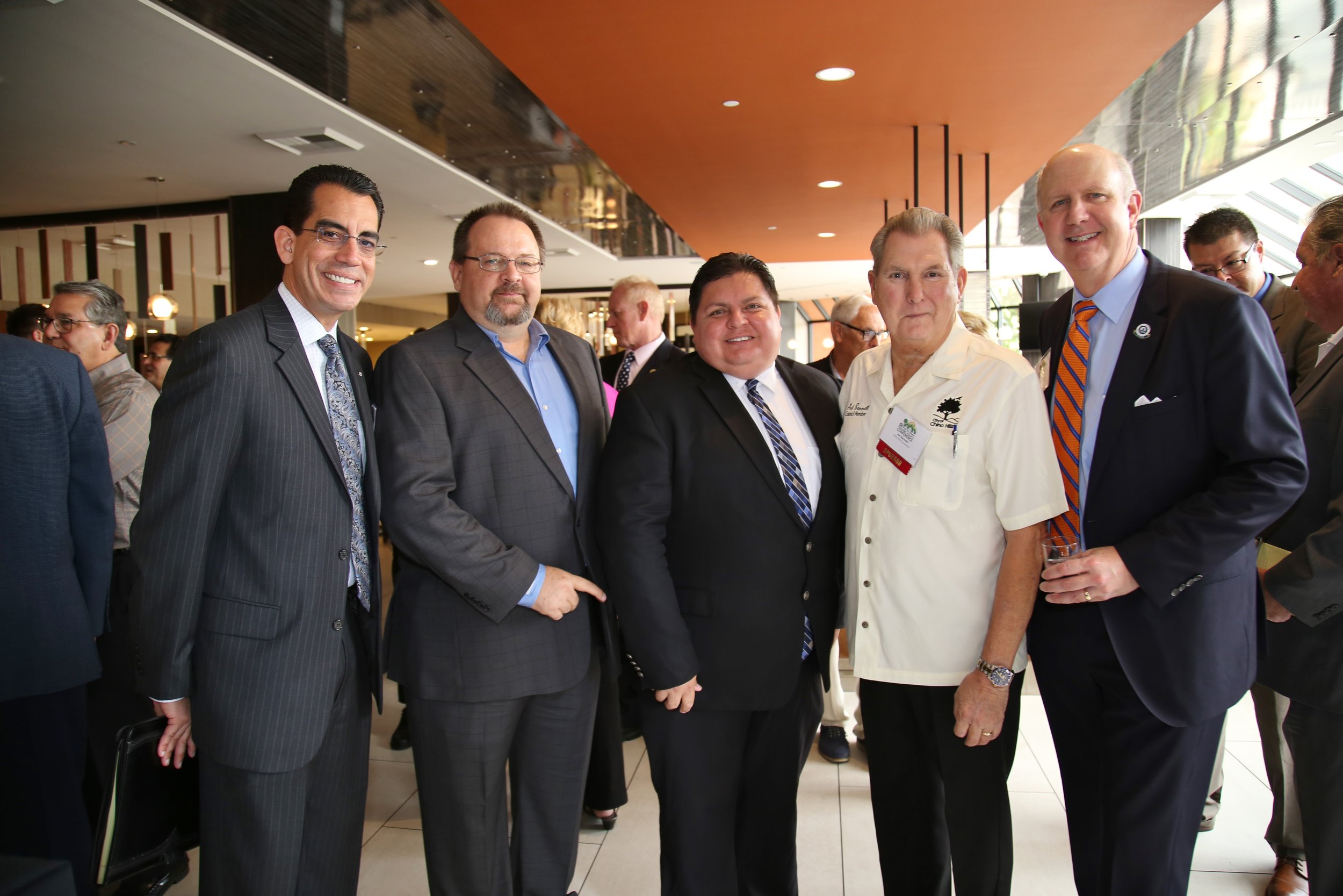  (From left to right) CEO Carlos Rodriguez, BIABV President Phil Burum, Rialto Councilmember Rafael Trujillo, Chino Hills Councilmember Art Bennett, CBIA CEO Dan Dunmoyer. 