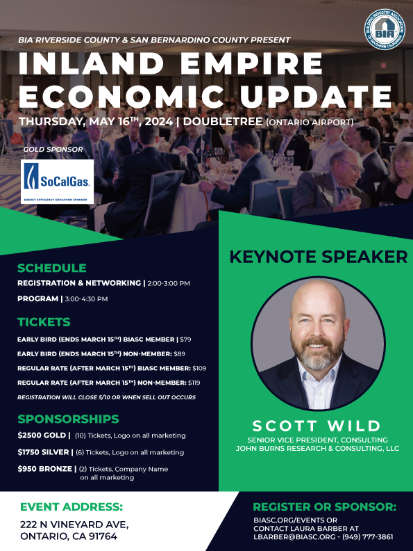 BIA Riverside &amp; BIA San Bernardino County Present Inland Empire Economic Update.