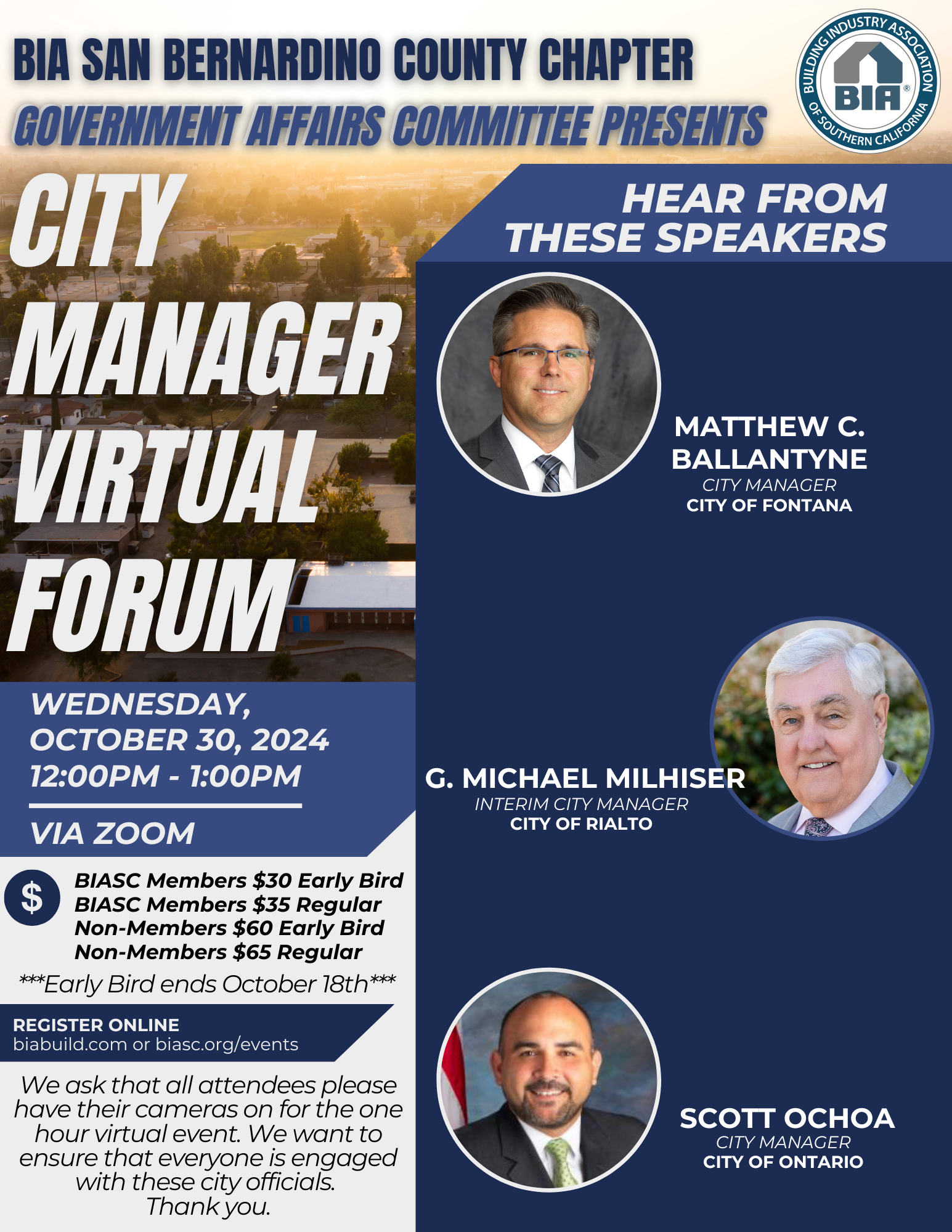 BIASC San Bernardino County Government Affairs Committee Presents: A City Manager Virtual Forum