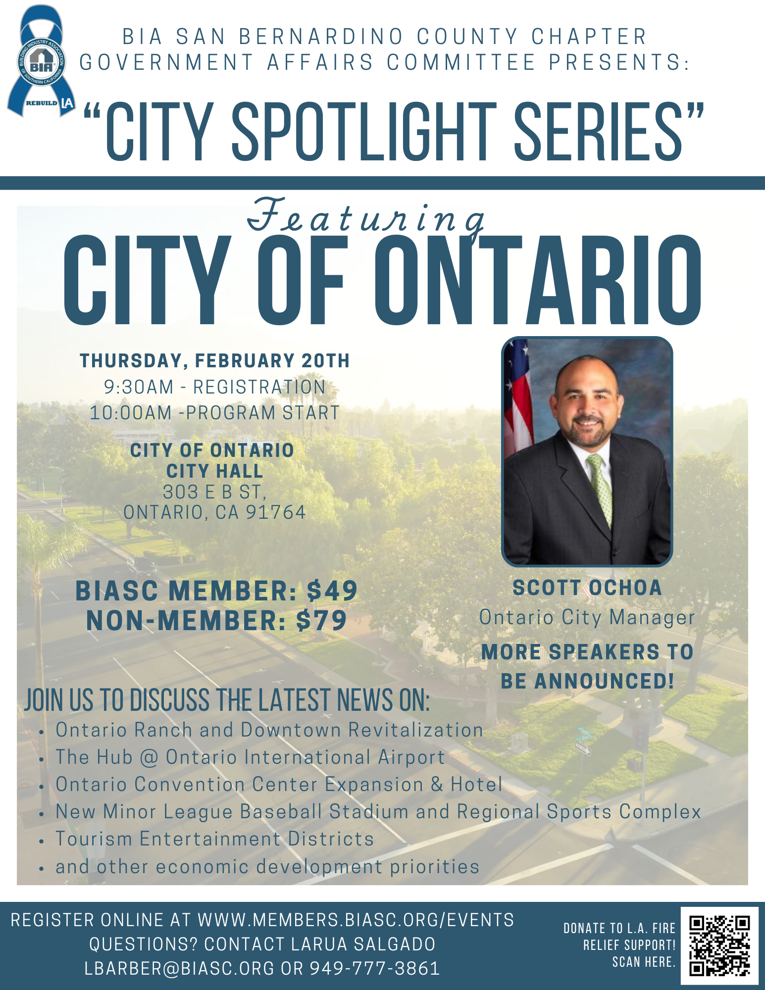 BIA San Bernardino County Chapter Government Affairs "City Spotlight Series" Featuring City of Ontario