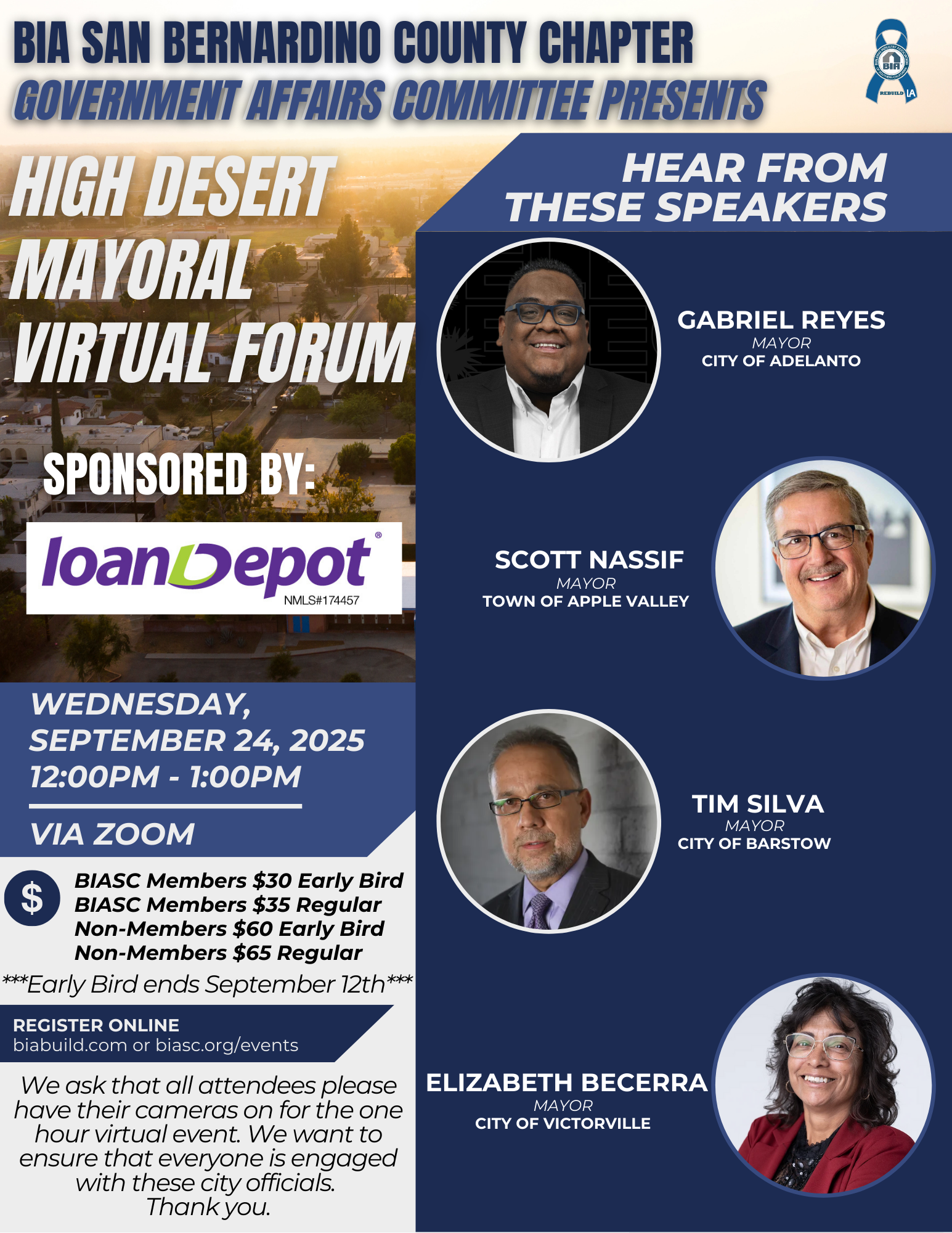 BIA San Bernardino County Chapter Government Affairs High Desert Mayoral Virtual Forum