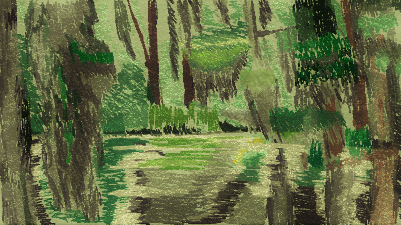 Swamp and Spanish Moss in Pencil - $100.00 - SOLD 07/16