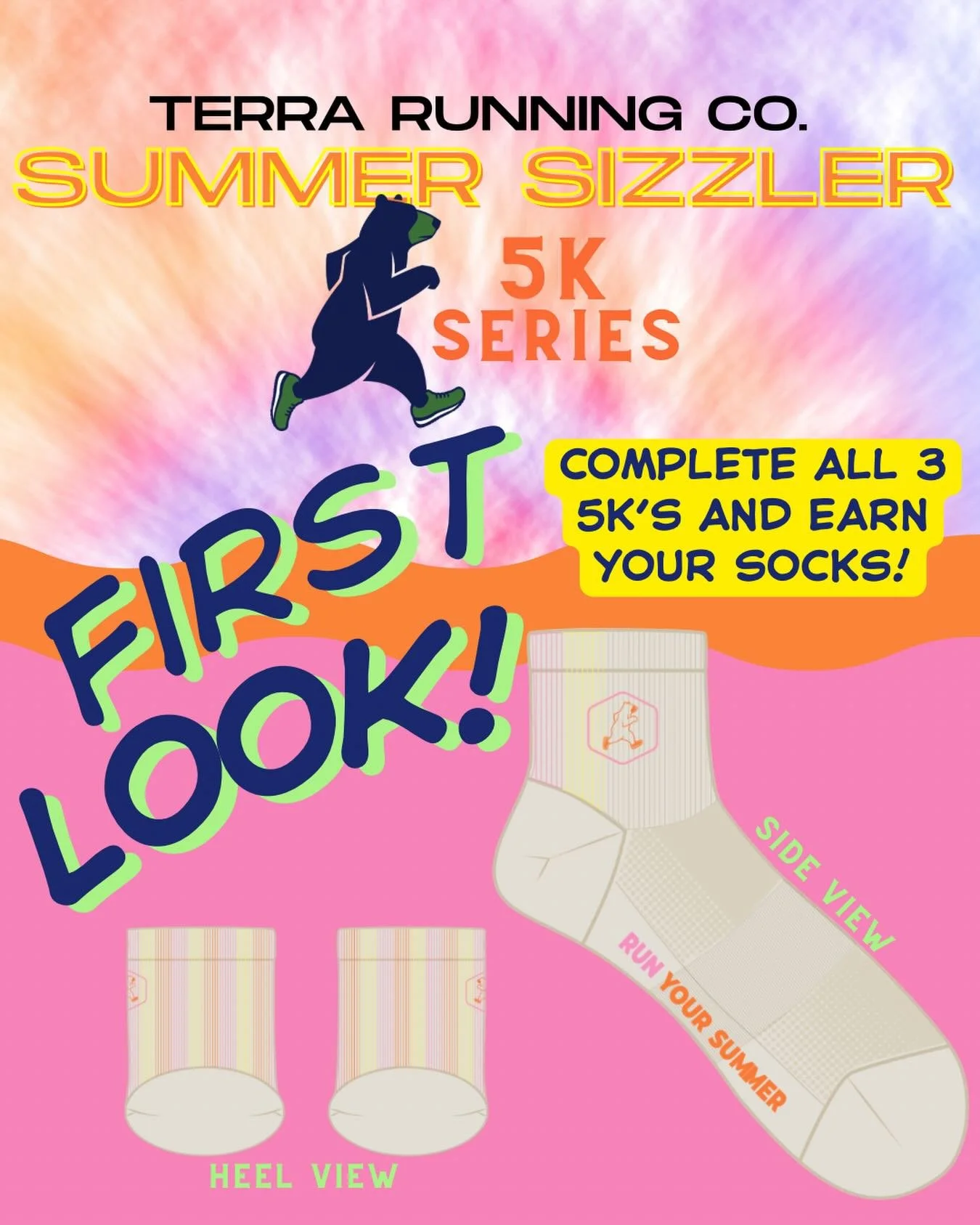 Do it for the socks! 🧦  Learn more about the Summer Sizzler race series and register at TerraRunning.com > Terra Events > Summer Sizzler ☀️