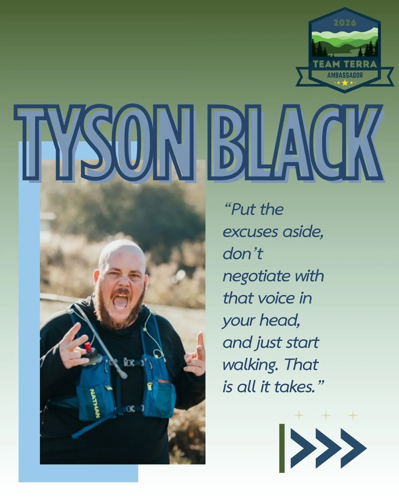 May we introduce another one of our 2026 Terra Ambassadors? You know him, you love him. It&rsquo;s @tysonruns.slow