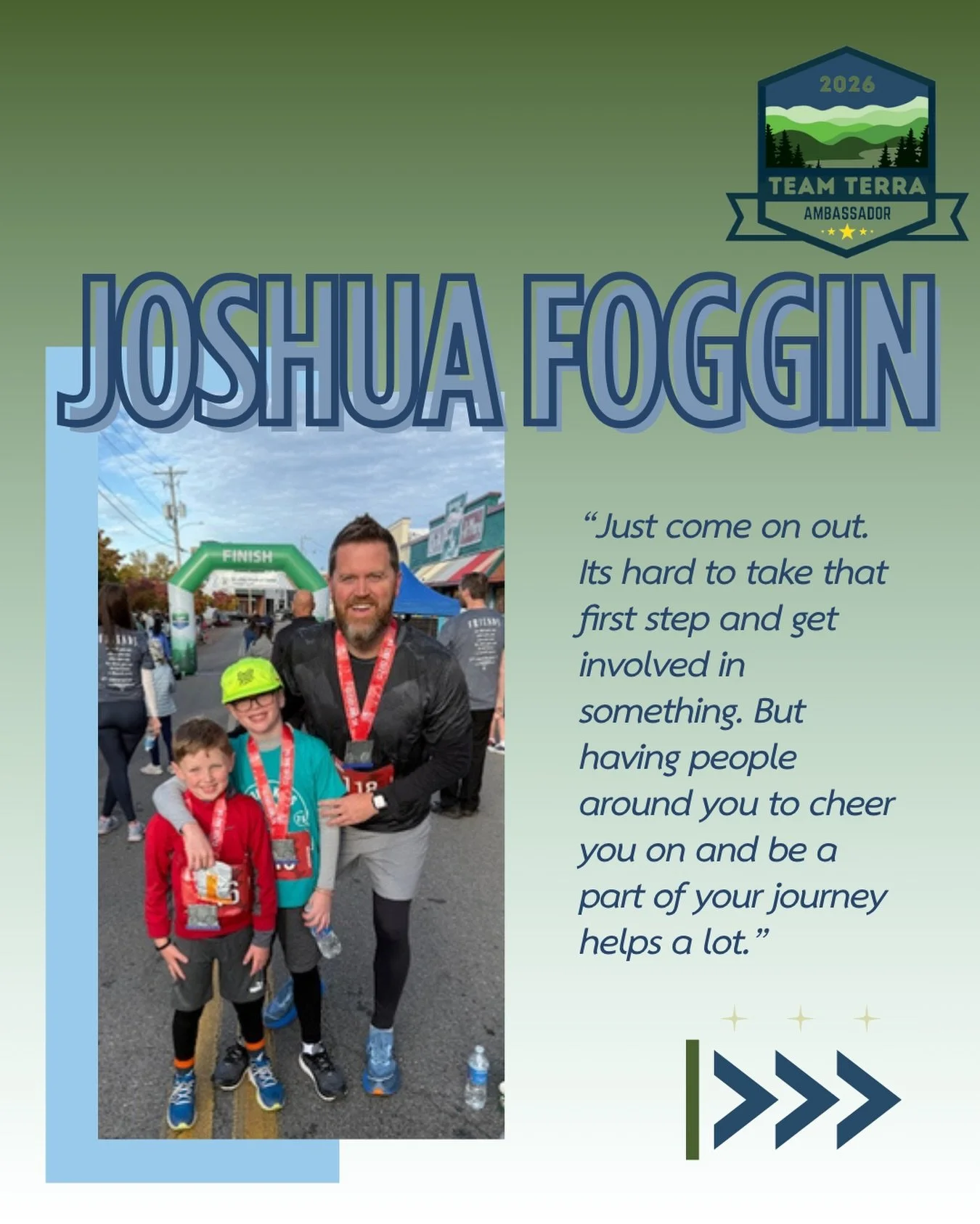 Meet Joshua, a longtime friend of Terra Running and a 2026 Terra Ambassador! Josh is training for his first triathlon and he and his son Sam are super consistent Terra Trot runners! Next time you see him, give Josh (and his whole running family) a bi
