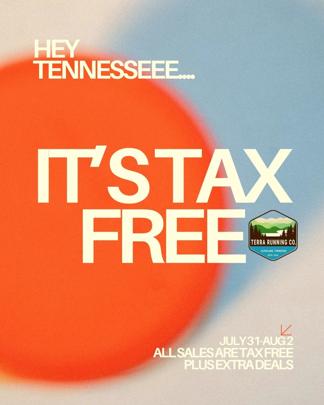 Hey Tennessee.... this weekend only, it's tax free!

*Share this post for a chance to win a $25 give card*, and make it go further this weekend with our great deals! 

Purchases of <$100  are tax exempt Friday July 31 through Sunday August 2, but 
