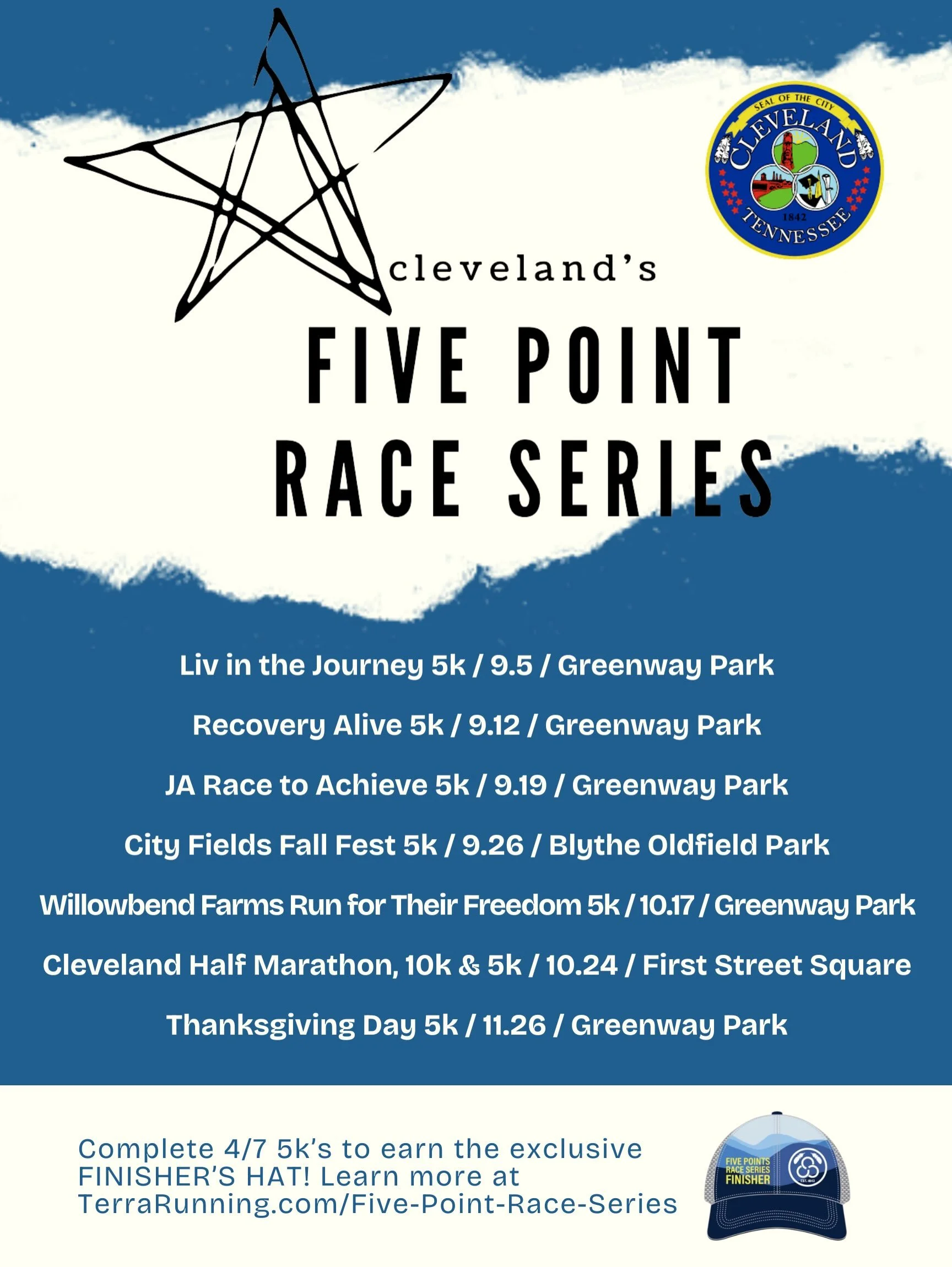 Back by popular demand: Join Cleveland for the FIVE POINT RACE SERIES again in 2026! These fall 5k&rsquo;s celebrate the best of our local parks. Register for and complete at least 4 out of the 7 races and you will earn an exclusive Five Points Race 
