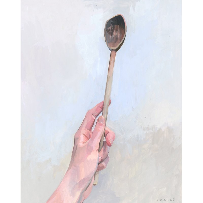   Wooden Spoon 1  2021 gouache on paper 8 x 10” 