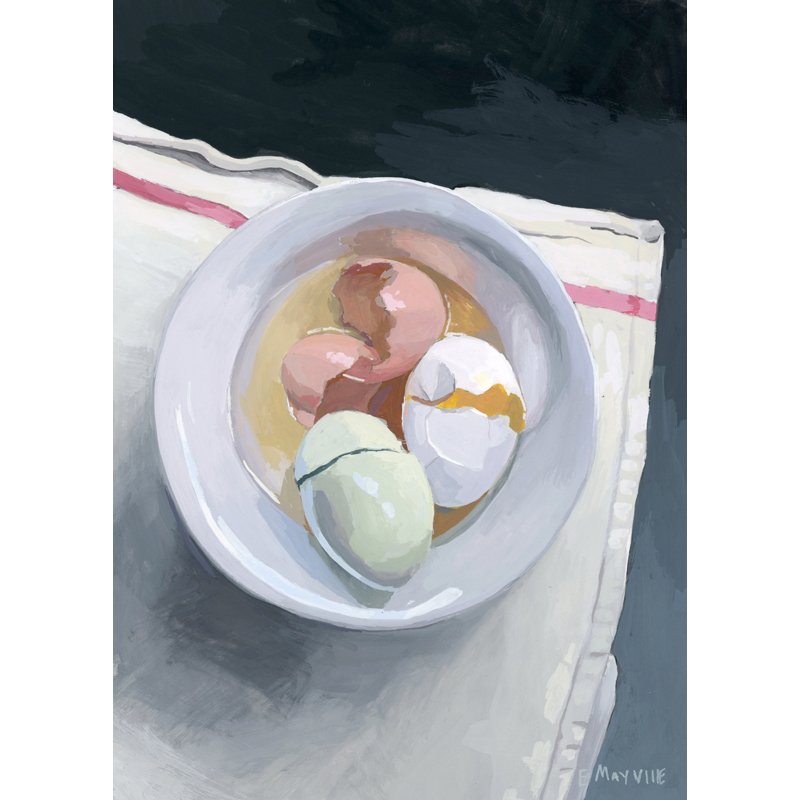    Egg Whites with Shells   2019 gouache on paper 5 x 7" 