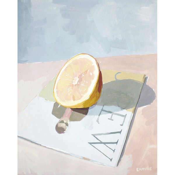    Grapefruit &amp; J. Crew   2012 gouache on paper 8 x 10" 