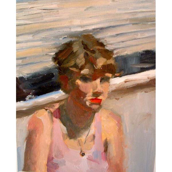    Self Portrait with Red Lips   2004 oil on paper 9 x 11"&nbsp; 