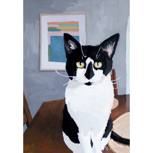    Cat and Diebenkorn   2014 gouache on paper 5 x 7" 