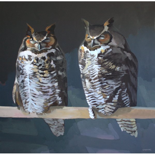    Two Owls   2012 oil on canvas 36 x 36" 