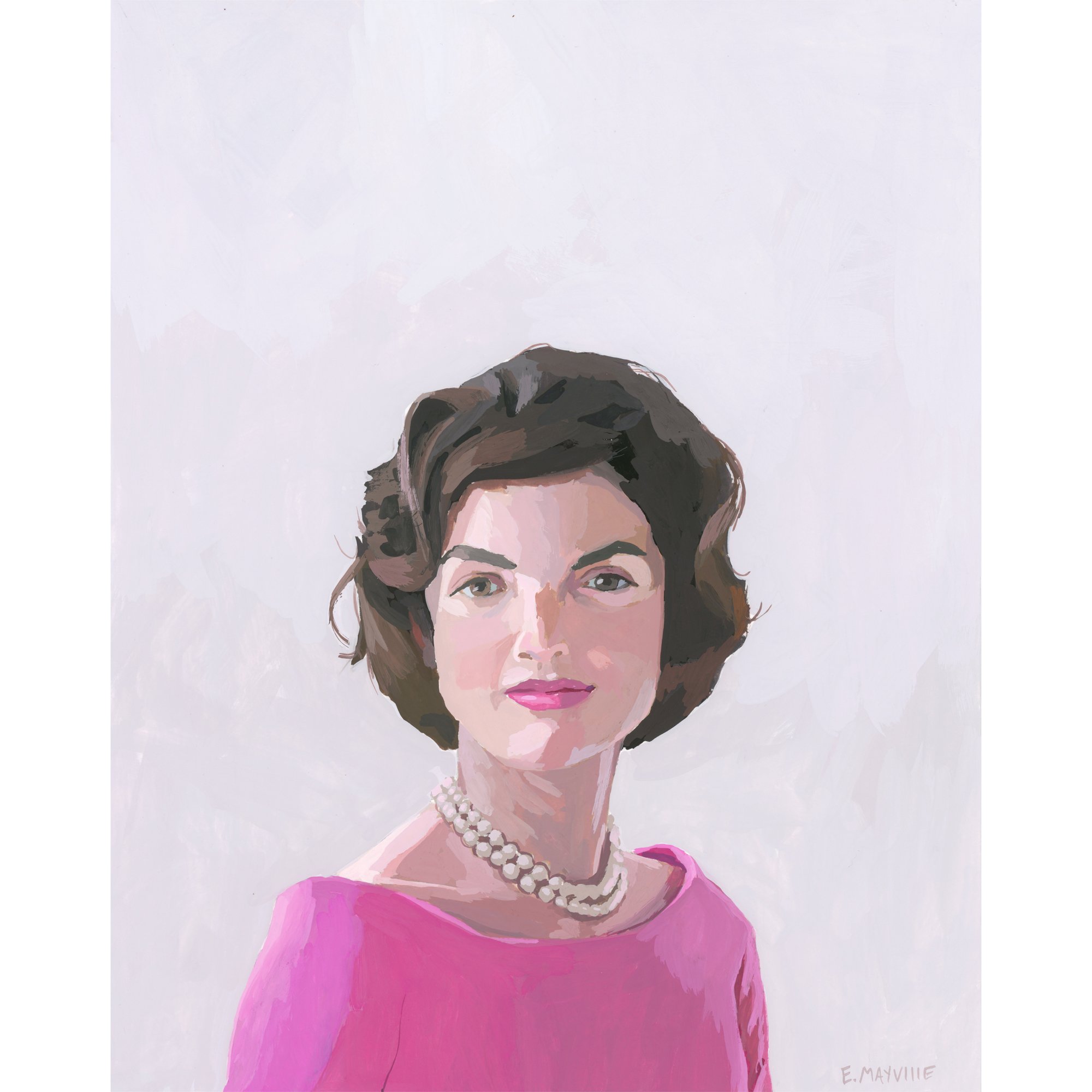    Jackie Kennedy   2021 gouache on paper 8 x 10” 