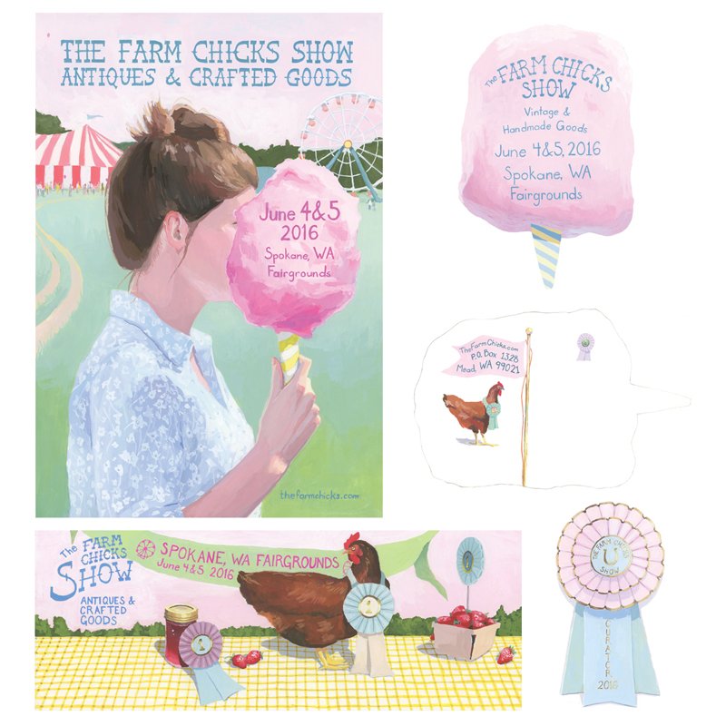  Promotional materials for The Farm Chicks annual antique and vintage goods fair 2016. 