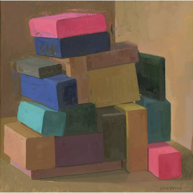    Blocks 2   2024 oil on canvas 16 x 16” 