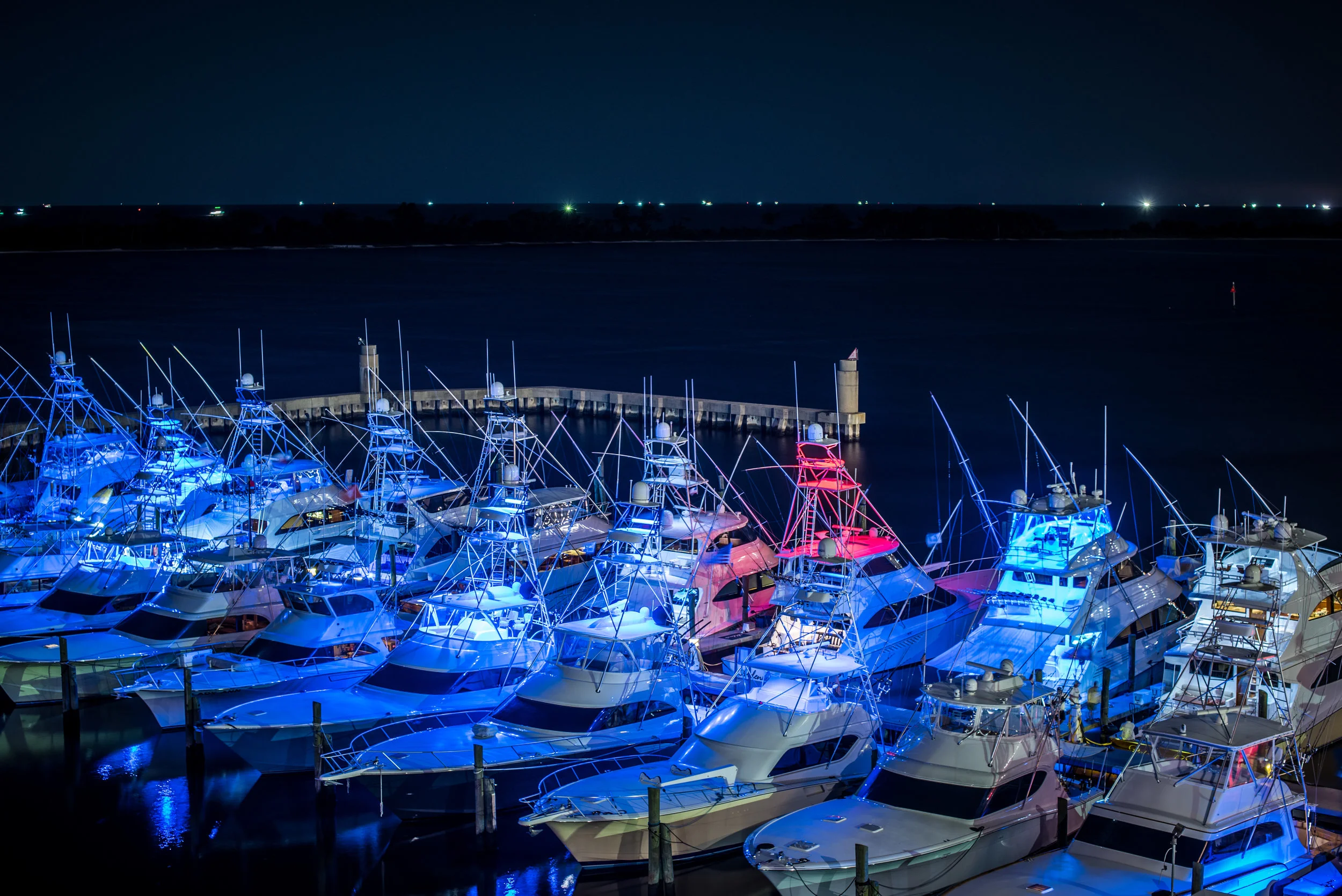 Night shot of the battlewagons at Golden Nugget Casino for the Mississippi Gulf Coast Billfish Classic