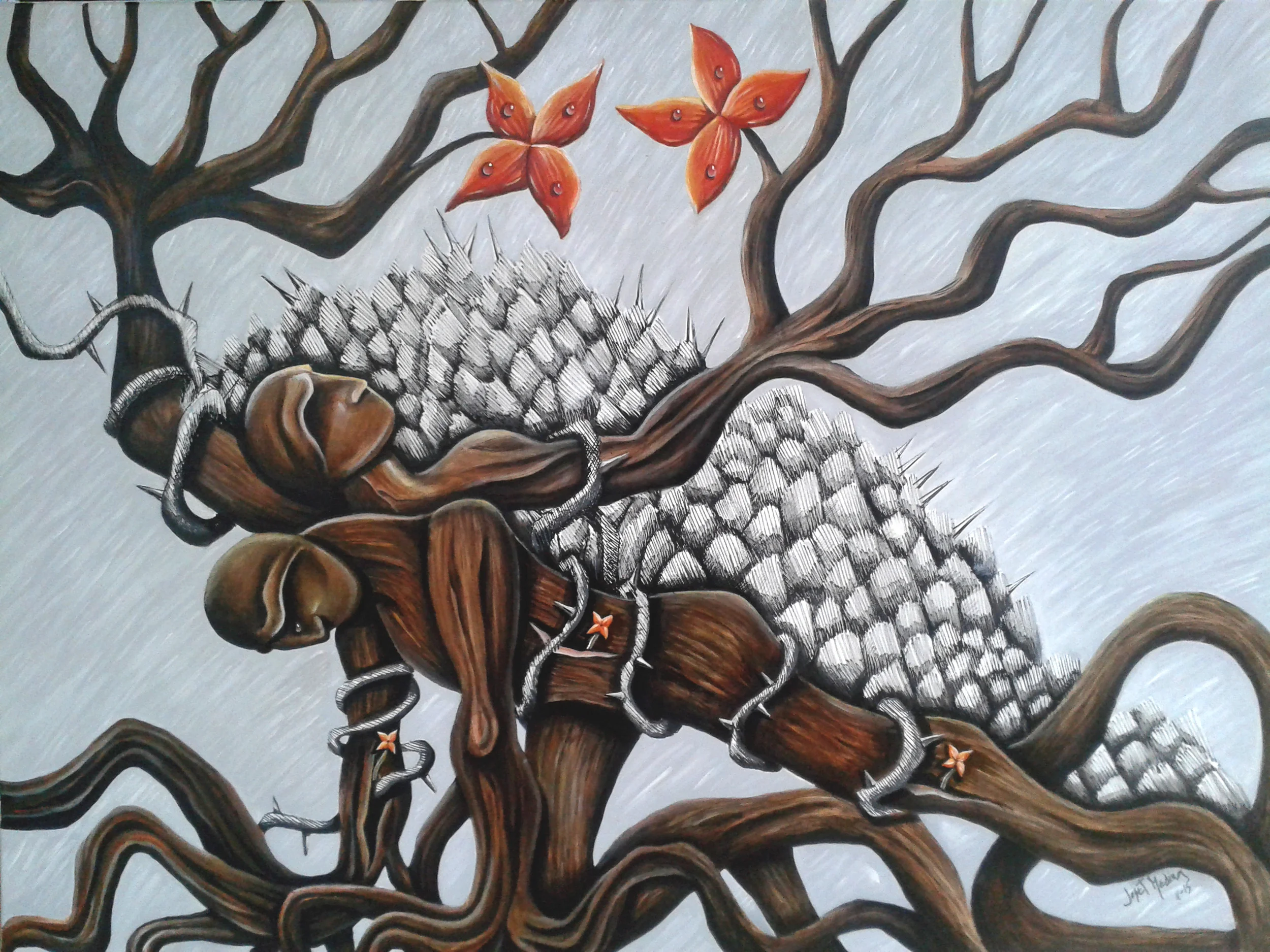 Never Give Up Acrylic on Canvas 47 1/2" x 35 1/2 "