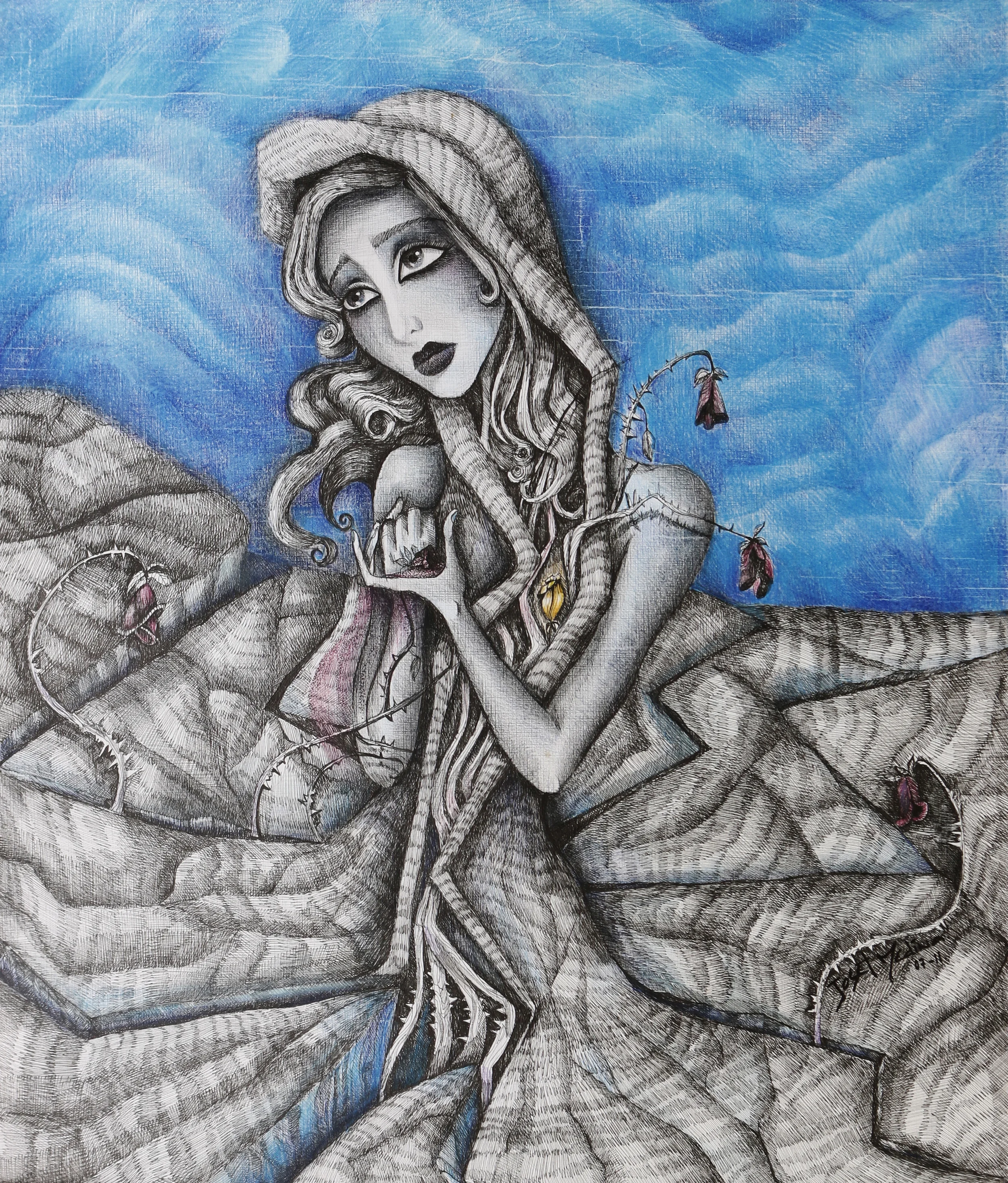 Broken Heart Ink, Pencil Color on Paper 22" x 18"