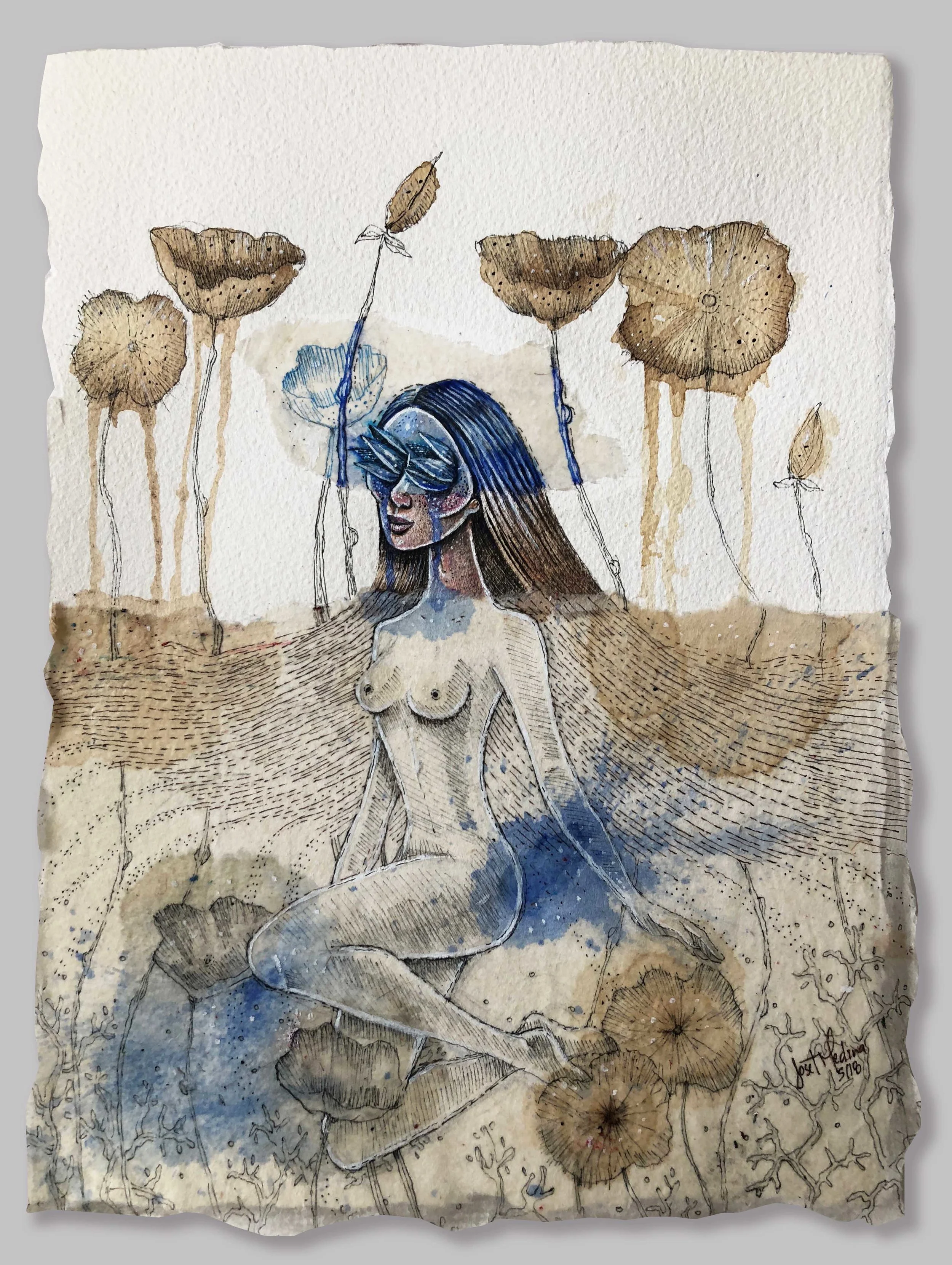 Still Floating (2018) Ink, watercolor, acrylic and pencil on paper 12 x 9 inches