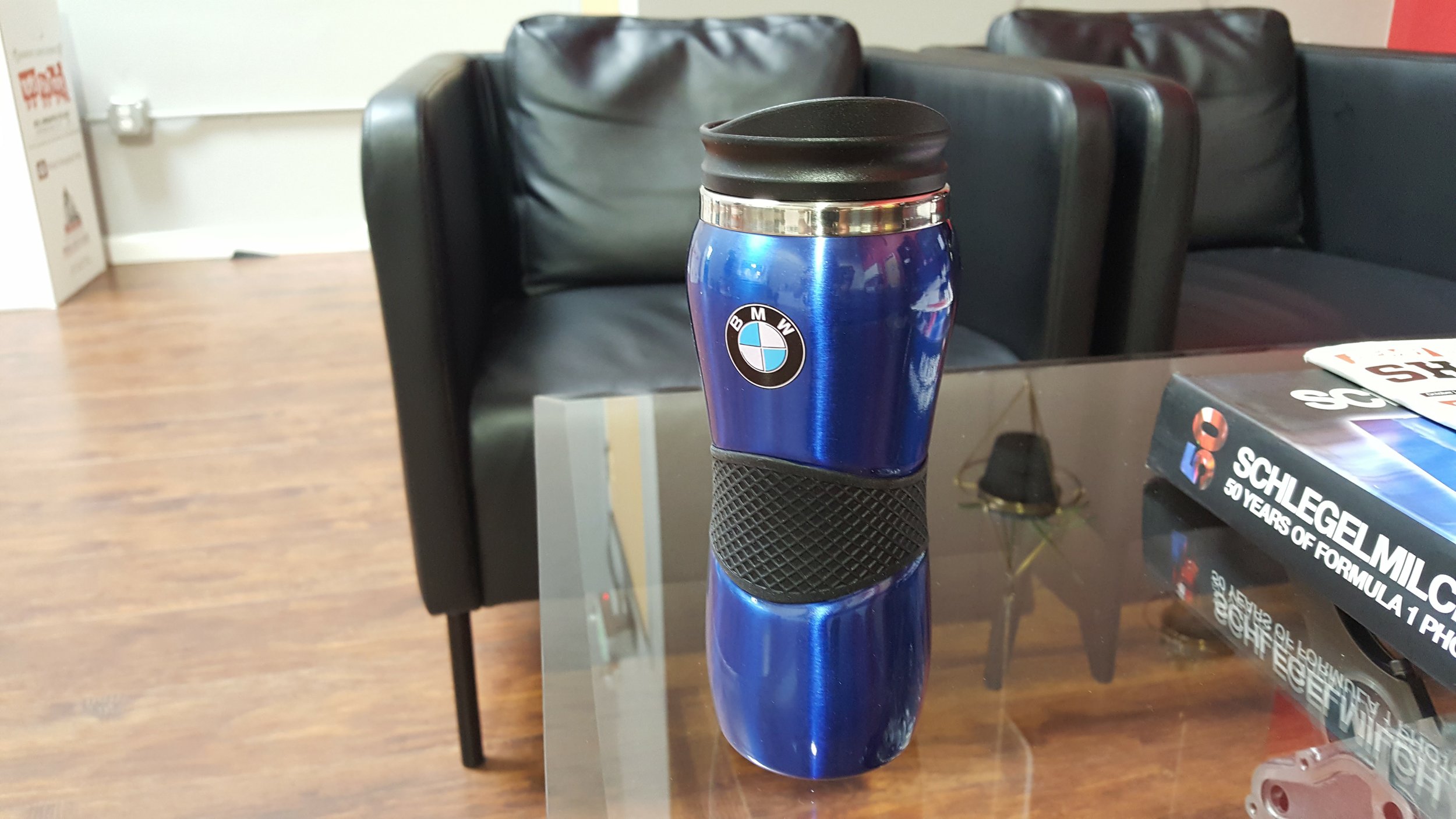 bmw travel mug Donated by BMW of Fremont . 1 winner. Estimated value: $21.