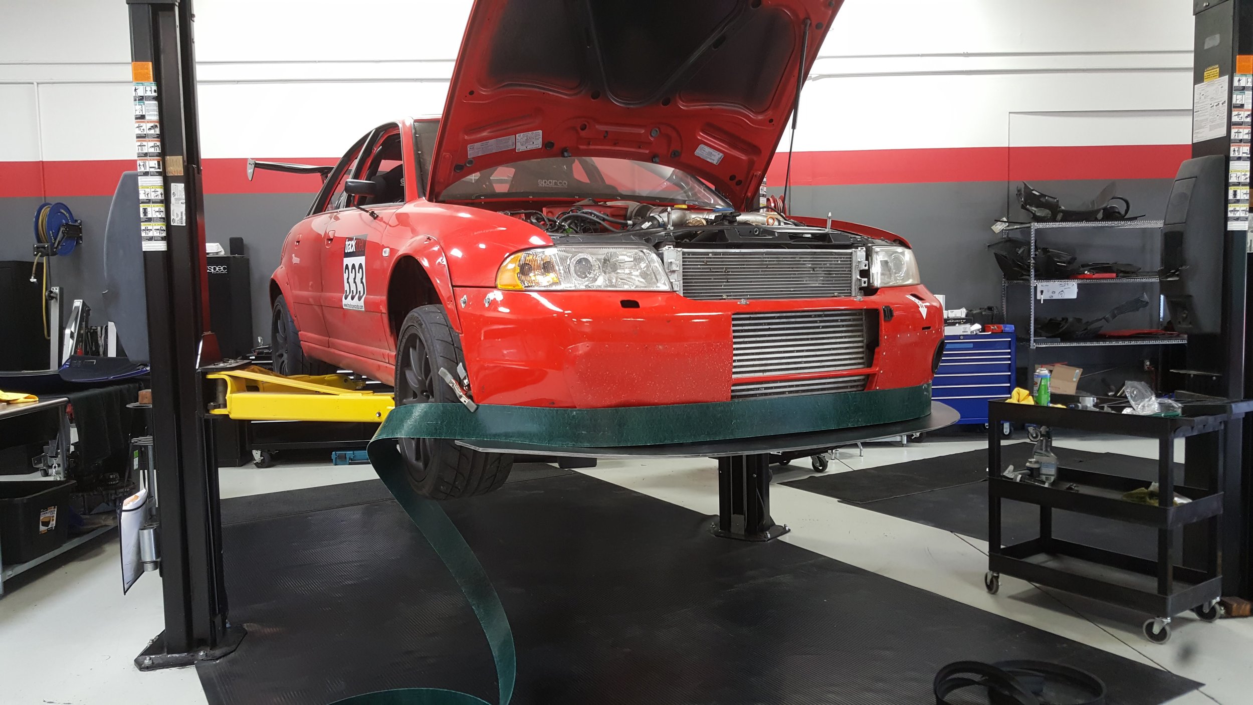 To finish off the splitter, we built an air dam out of a strip of fiberglass.
