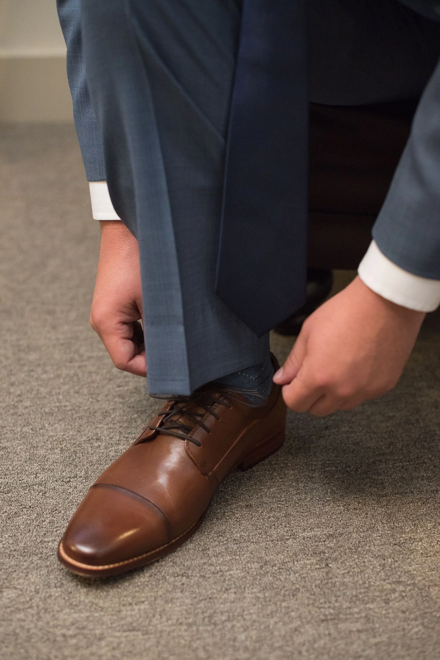 34 brown leather groom shoes with blue suit.jpg