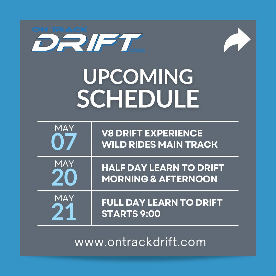 Here is the line up 
Head online to book your experience 🏎️ 
www.ontrackdrift.com 

#learntodrift #drivingexperiences #v8power #v8experience #v8driving #v8drifting #driftexperience #queenslandraceway
