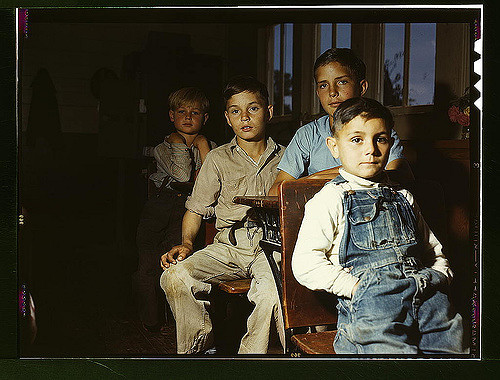 Rural school children, San Augustine County, Texas. Photographed by John Vachon.