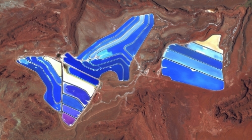 Moab Potash Evaporation Ponds in Moab, Utah, USA, from Overview by Benjamin Grant
