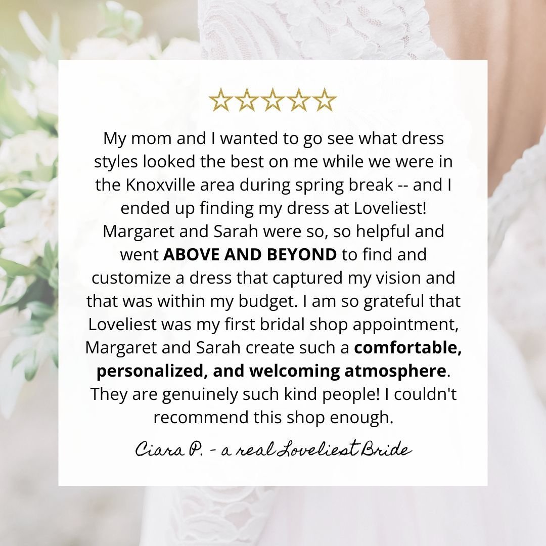 Ever wondered what an appointment with us is like?  We believe in creating private appointments that are relaxed and stress-free so each bride gets the time, attention, and space she deserves to find her dream gown. 

During your private appointment,