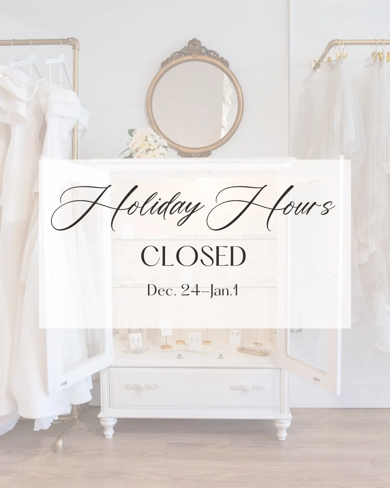 We&rsquo;re taking a little holiday break! We will be closed December 24-January 1. Wishing all of our lovely brides love, joy, and all things sparkly this season! 💍

We&rsquo;ll see you in 2026 for more bridal magic! ✨