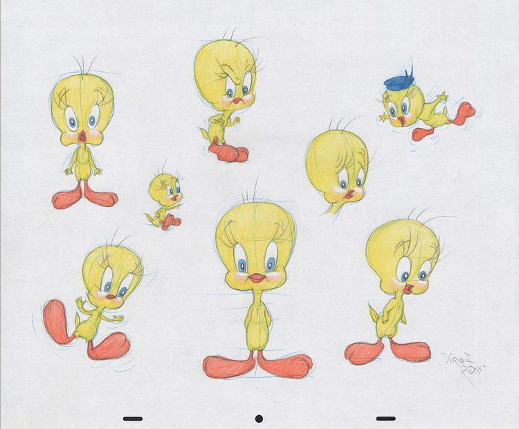 Original Warner Brothers Virgil Ross Model Sheet Animation Drawing