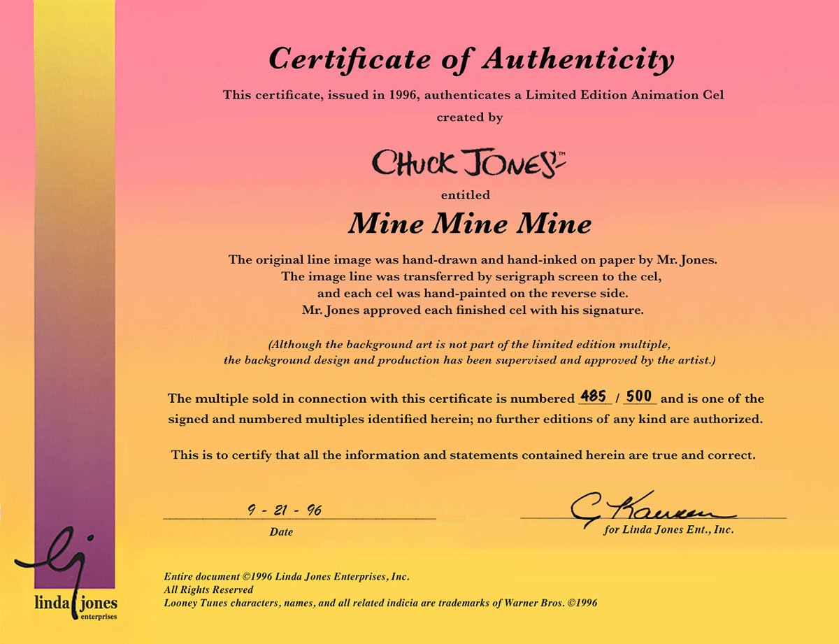 "Mine, Mine, Mine" Signed by Chuck Jones