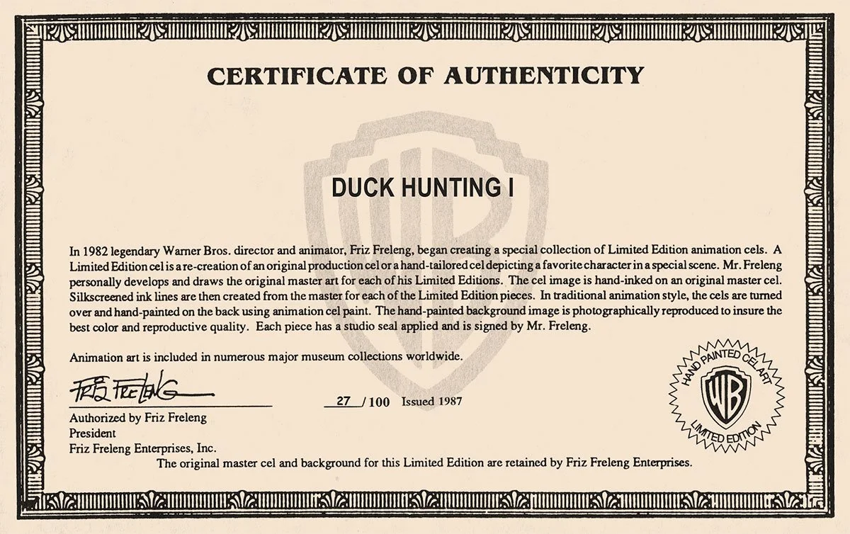 "Duck Hunting 1" Signed by Friz Freleng