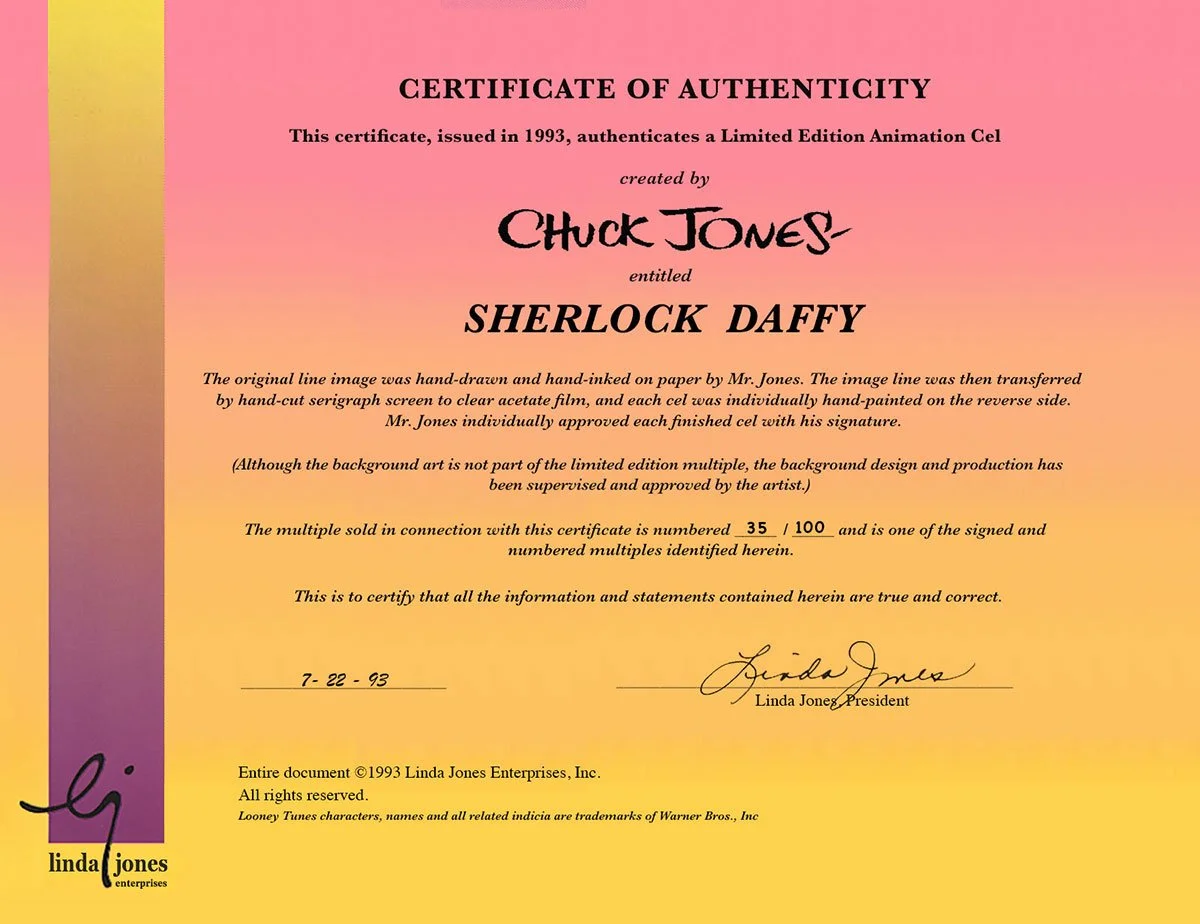 "Sherlock Daffy 1" Signed by Chuck Jones