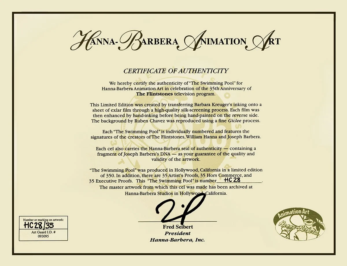 "The Swimming Pool" Signed by Bill Hanna & Joe Barbera