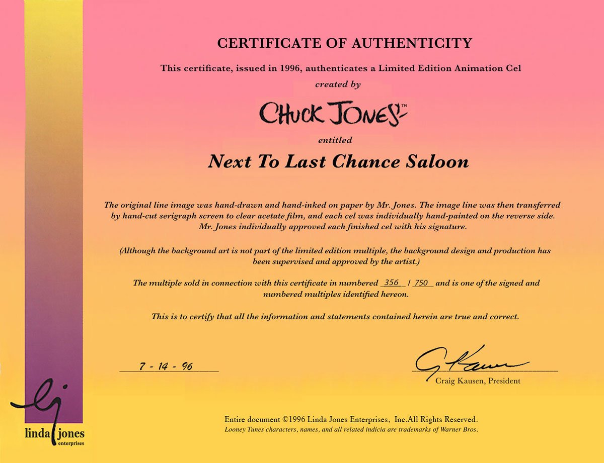 "Next to the Last Chance Saloon" Signed by Chuck Jones