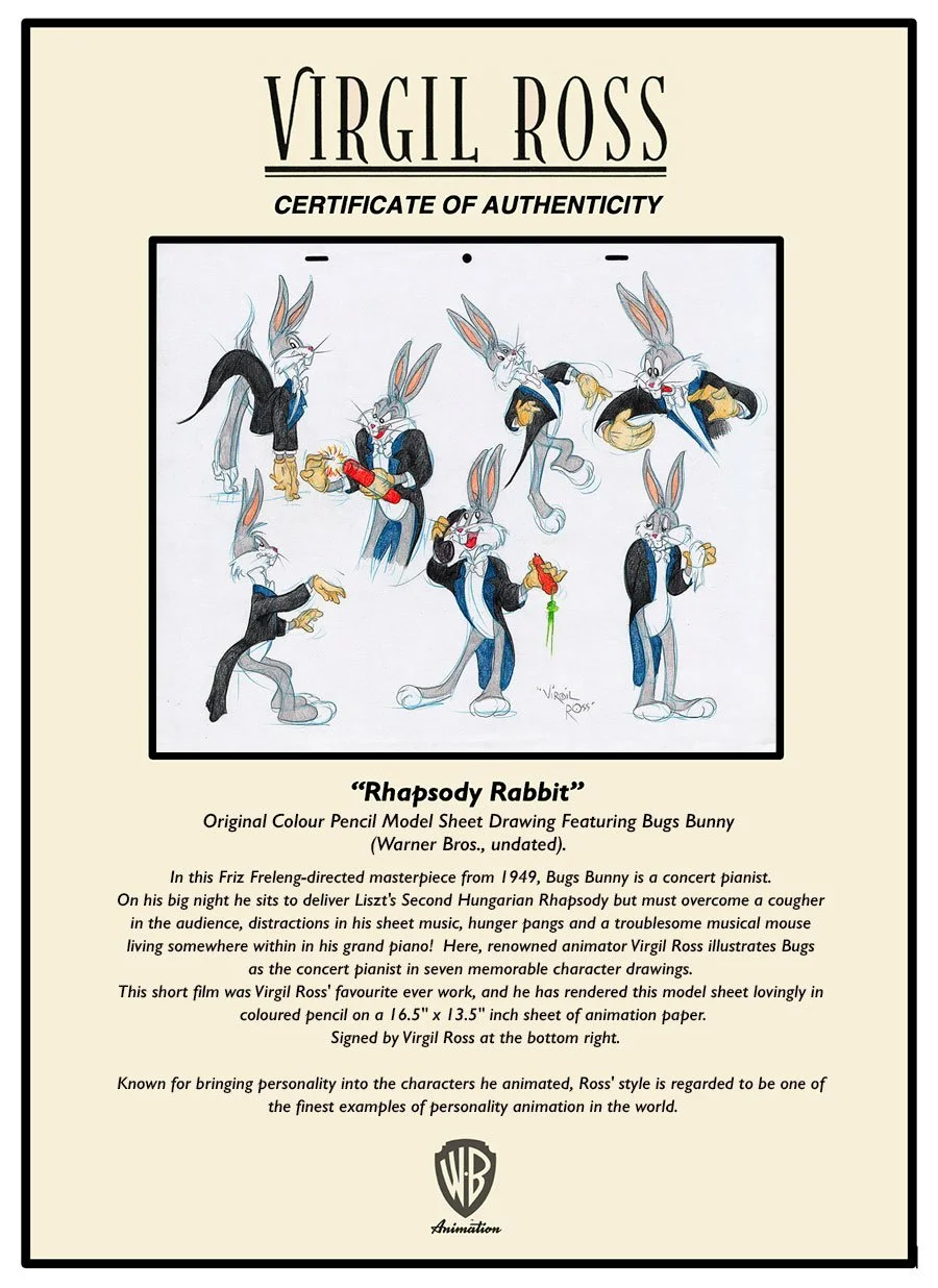Comic Mint - Animation Art - Rhapsody Rabbit Model Sheet by Virgil