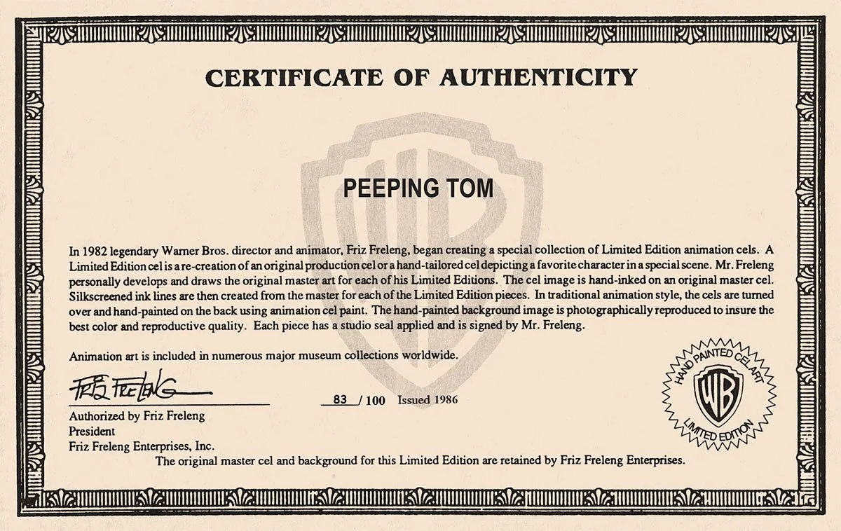 "Peeping Tom I" Signed by Friz Freleng