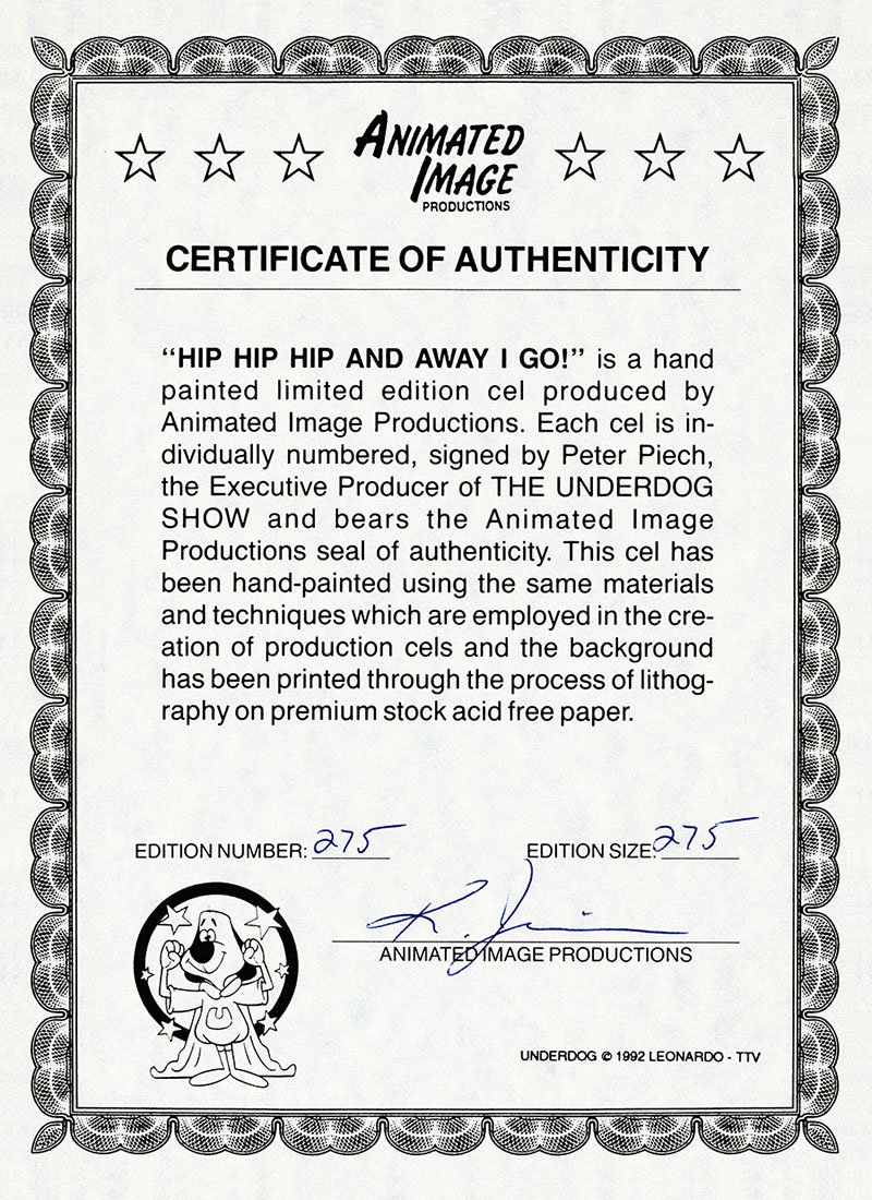 Underdog "Hip Hip Hip, And Away I Go" (1992) Signed by Peter Piech