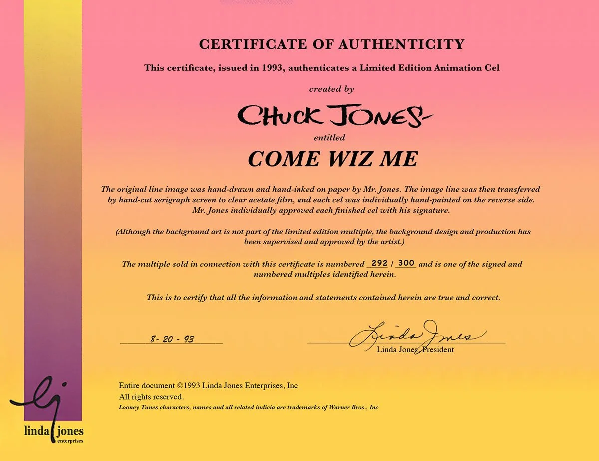 "Come Wiz Me" Signed by Chuck Jones