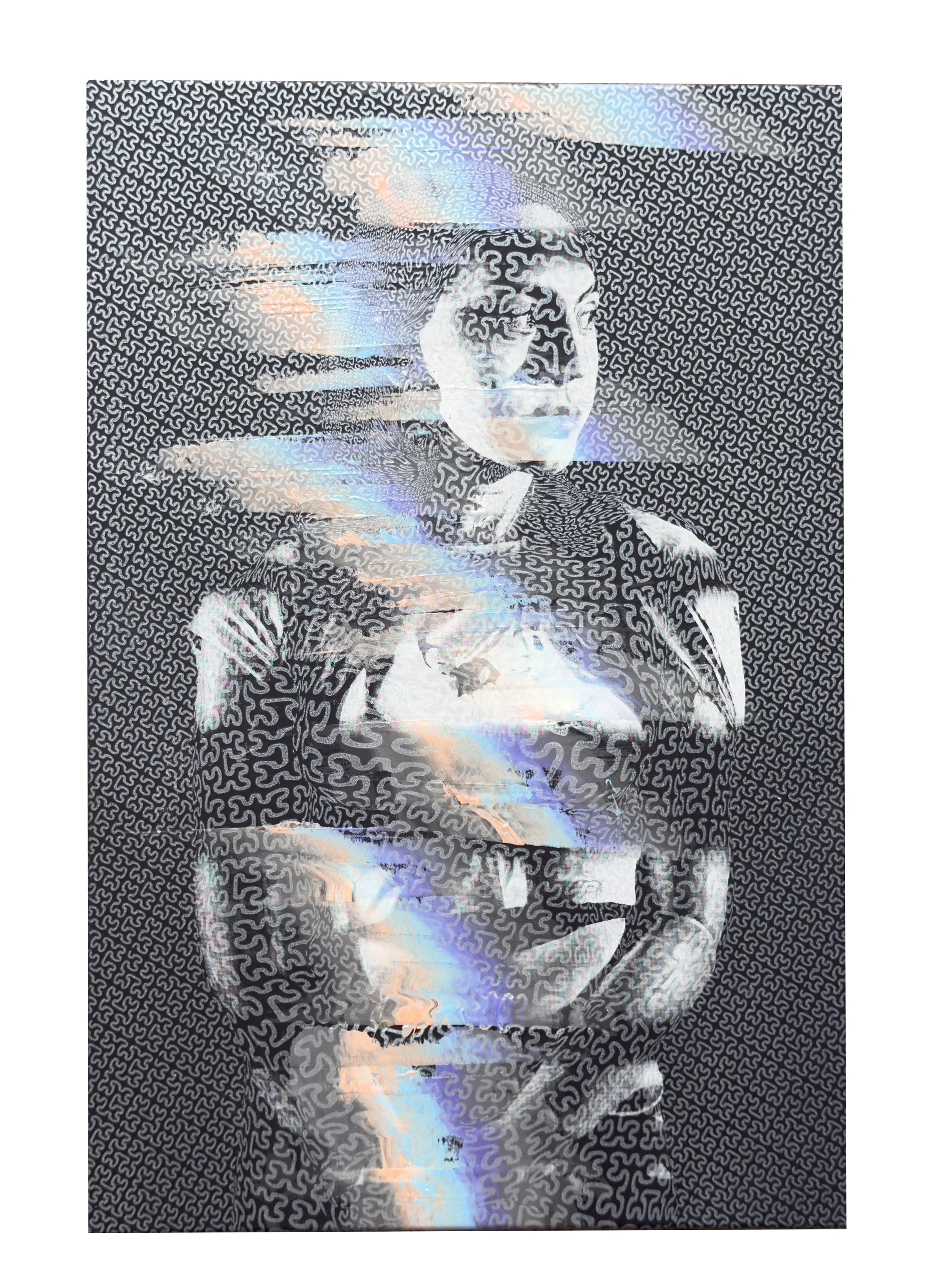 Alecode002 multicolour screen print on Canvas