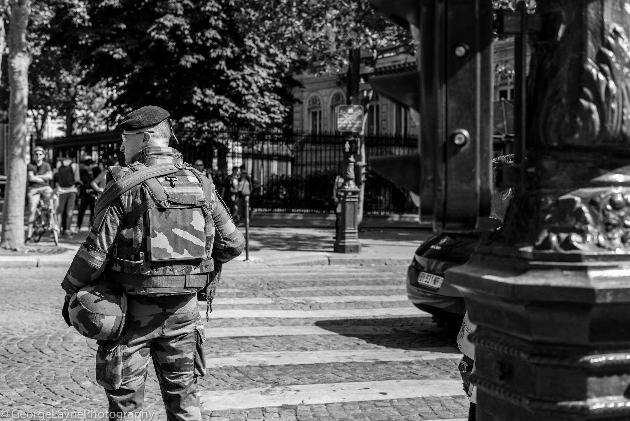 Heightened security in Paris meant soldiers on the streets were a common sighting.