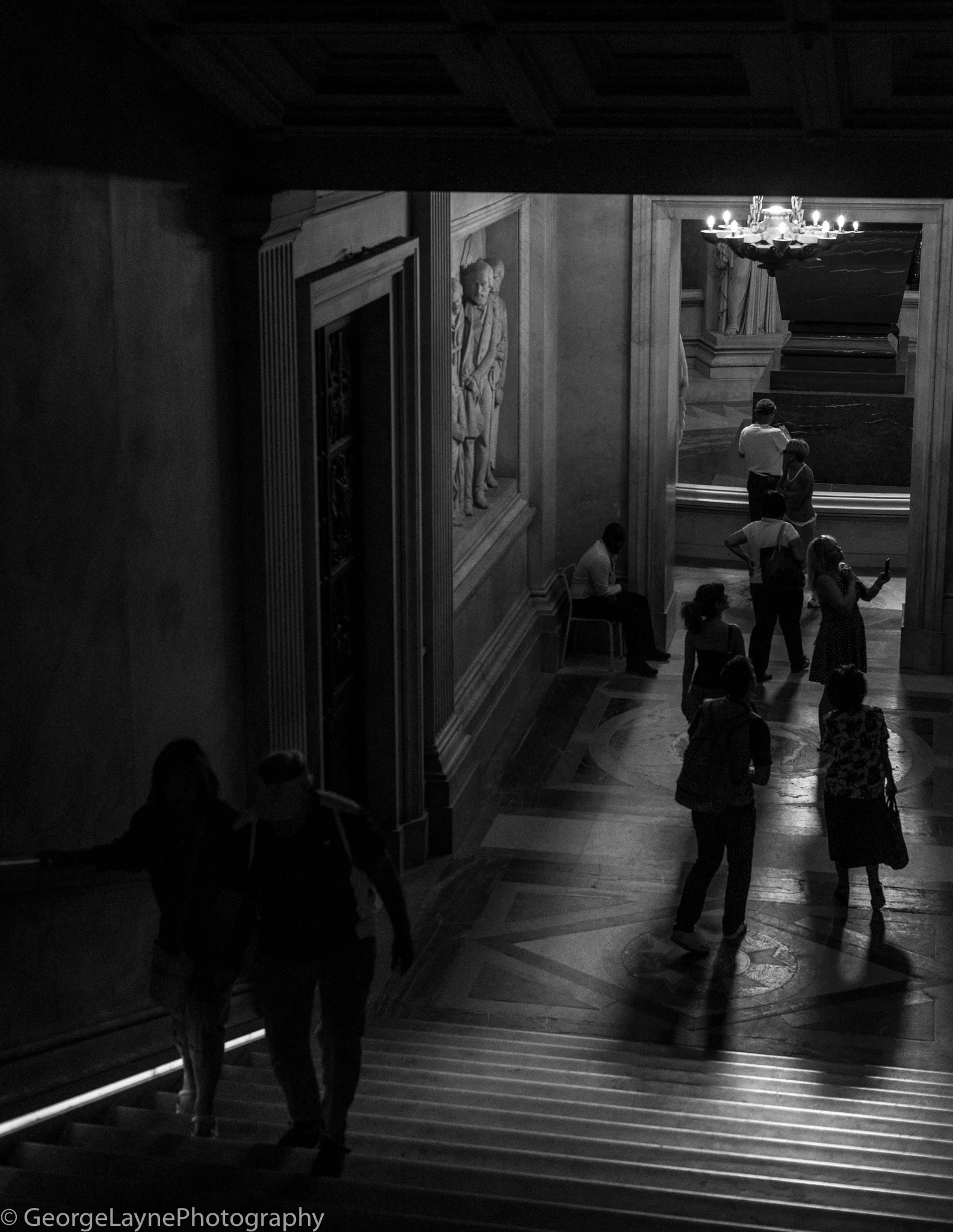 Stairs leading down to the crypt.