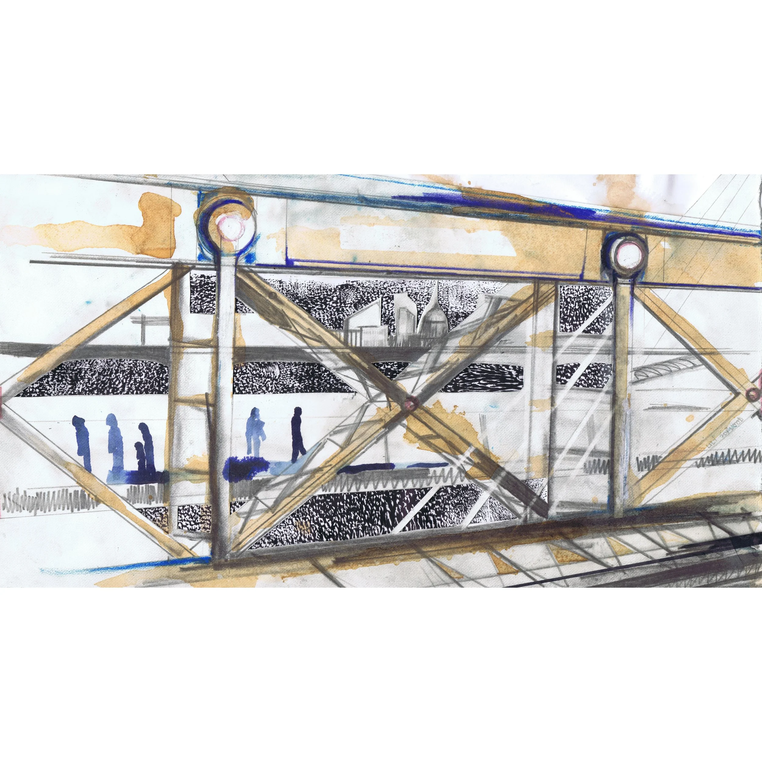 On The Hungerford Bridge To Charing Cross Sketch_21 X 37cm_bordered.jpg